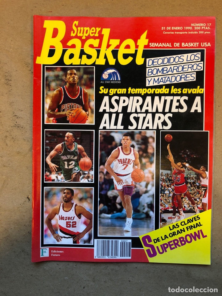 Collezionismo sportivo: S&Uacute;PER BASKET N&deg; 17 (1990). ASPIRANTES ALL STAR, SAN ANTONIO SPURS, S&Uacute;PER BOWL, POSTER PAT EWING,...