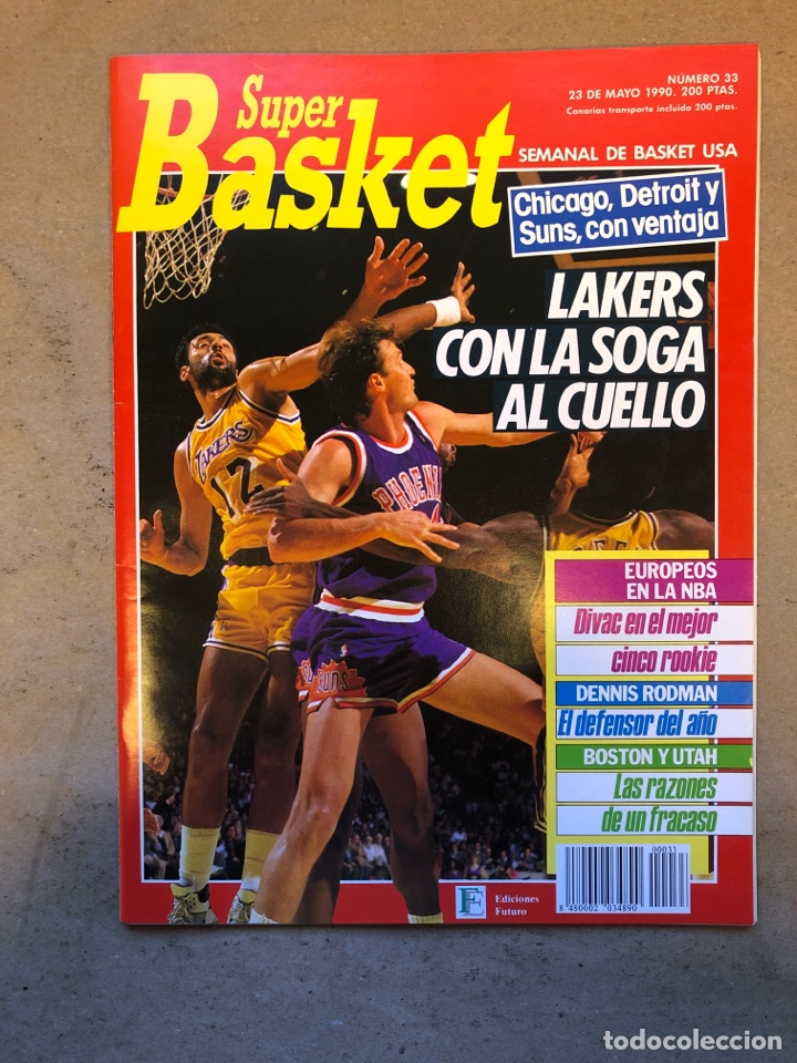 Collezionismo sportivo: S&Uacute;PER BASKET N&deg; 33 (1990). PALYOFFS NBA, DIVAC (MEJOR 5 ROOKIE), DENNIS RODMAN (DEFENSOR DEL A&Ntilde;O), P