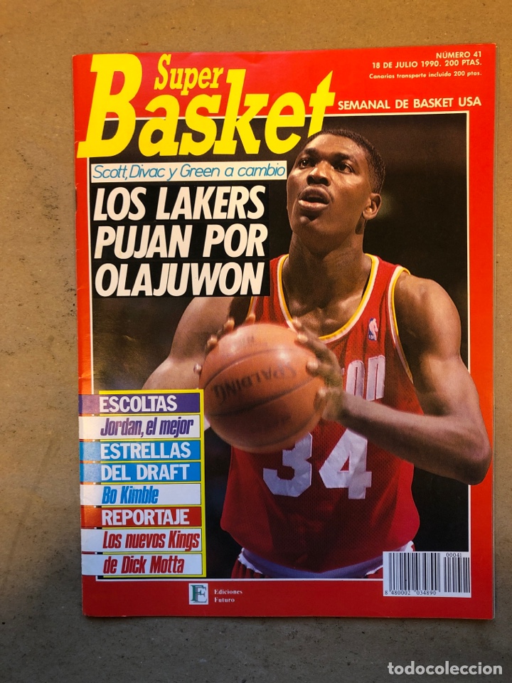 Coleccionismo deportivo: S&Uacute;PER BASKET N&deg; 41 (1990). OLAJUWON, TOP ESCOLTAS 89/90, REPORTAJE KINGS, POSTER MITCH RICHMOND,..