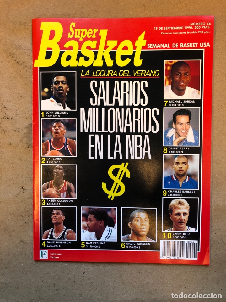 Collezionismo sportivo: S&Uacute;PER BASKET N&deg; 46 (1990). SALARIOS NBA, PAT EWING, POSTER ALONZO MOURNING,...