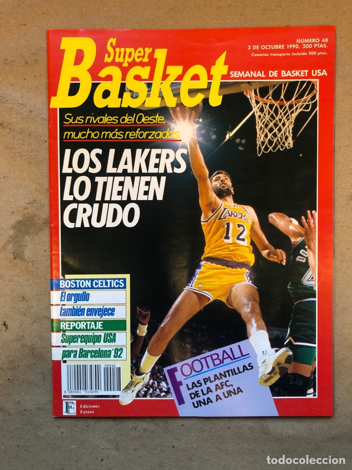 Collezionismo sportivo: S&Uacute;PER BASKET N&deg; 48 (1990). LAKERS, CELTICS, EQUIPO USA EN BARCELONA &lsquo;92, POSTER TERRY TEAGUE,..,