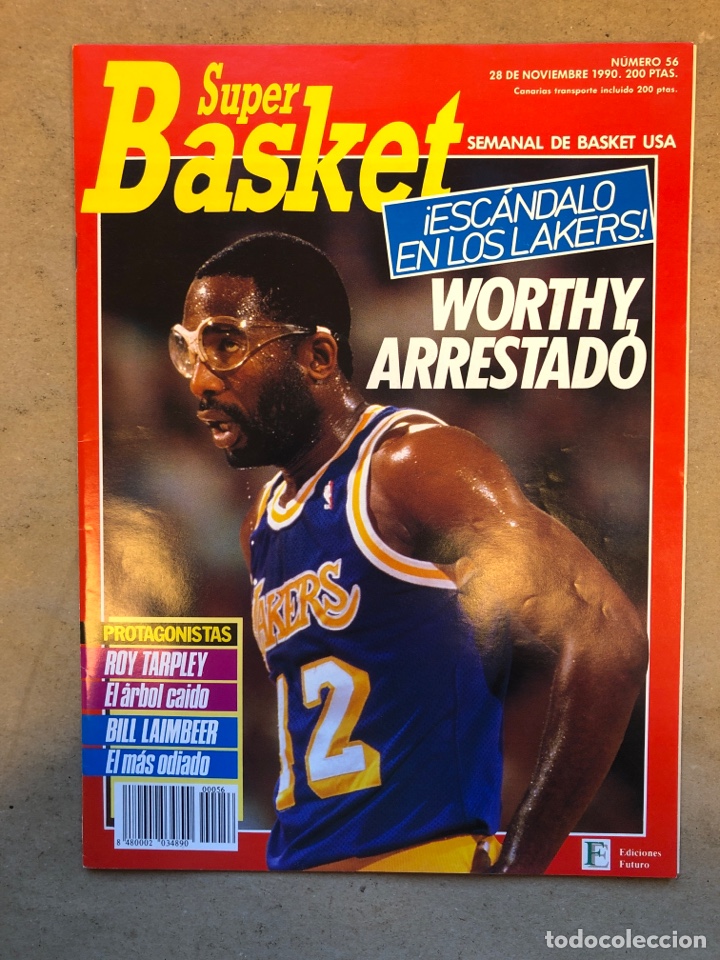 Coleccionismo deportivo: S&Uacute;PER BASKET N&deg; 56 (1990). JAMES WORTHY ARRESTADO, BILL LAIMBEER EL M&Aacute;S ODIADO, POSTER WAYMAN TISDAL