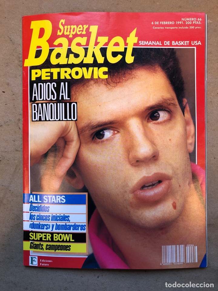 Collezionismo sportivo: S&Uacute;PER BASKET N&deg; 66 (1991). PETROVIC A LOS NETS, ALL STARS QUINTETOS, POSTER KEVIN JOHNSON,S&Uacute;PER BOWL