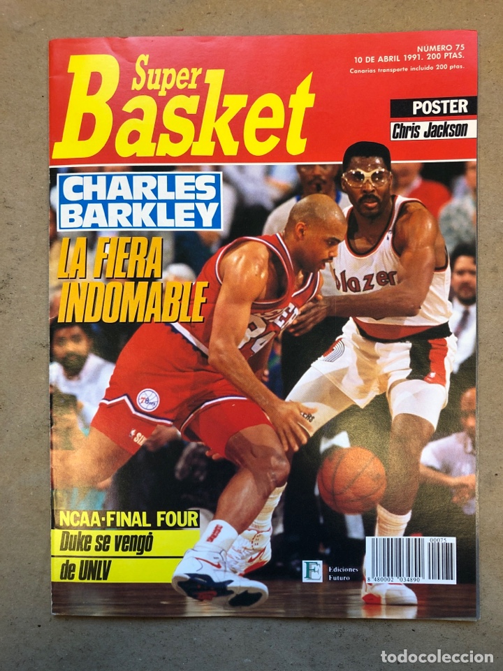 Collezionismo sportivo: S&Uacute;PER BASKET N&deg; 75 (1991). CHARLES BARKLEY, FINAL FOUR NCAA, POSTER CHRIS JACKSON,..