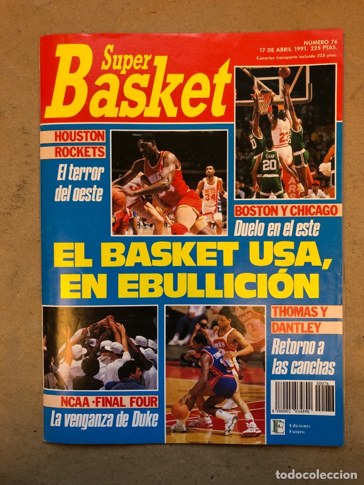 Collezionismo sportivo: SUPER BASKET N&deg; 76 (1991). HOUSTON ROCKETS, BOSTON VS CHICAGO, NCAA FINAL, POSTER FRANK BRICKOWSKI,.
