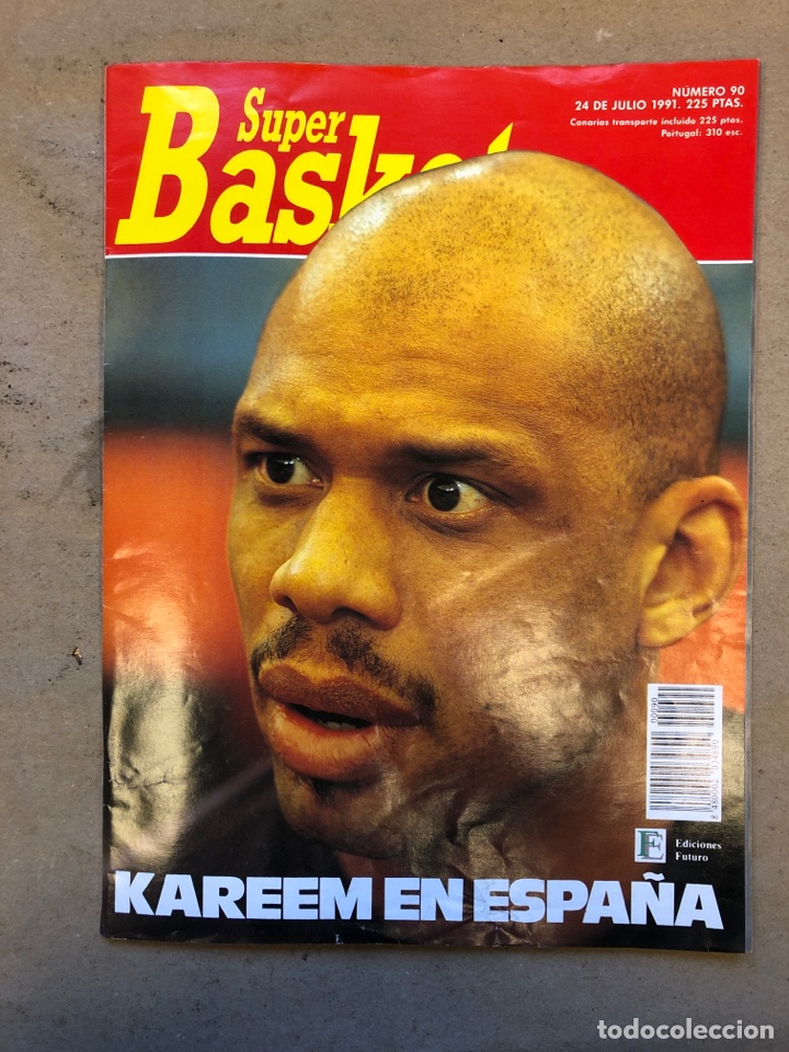 Collezionismo sportivo: S&Uacute;PER BASKET N&deg; 90 (1991). KAREEM ABDUL JABBAR EN ESPA&Ntilde;A, RANKING 90/91:ALEROS Y ALA PIVOTS, POSTER
