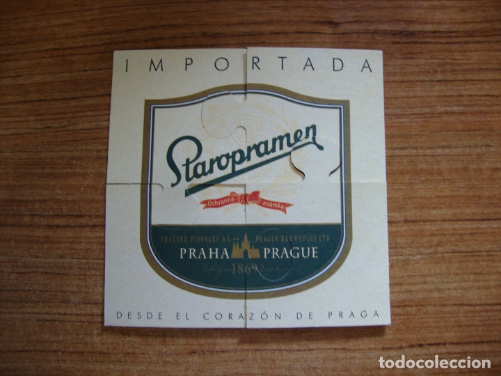 Coleccionismo deportivo: LOTE DE 4 POSAVASOS PUZZLE CERVEZA STAROPRAMEN