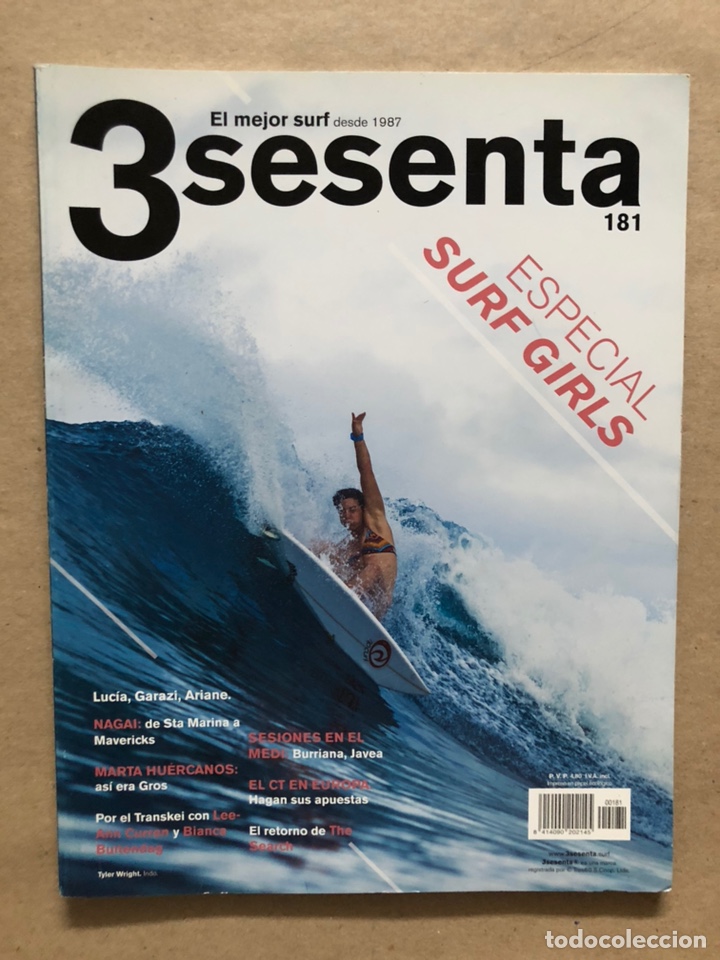 Collezionismo sportivo: 3SESENTA SURF N&deg;181. ESPECIAL SURF GIRLS. NAGAI, SESIONES EN EL MEDI, GROS,...