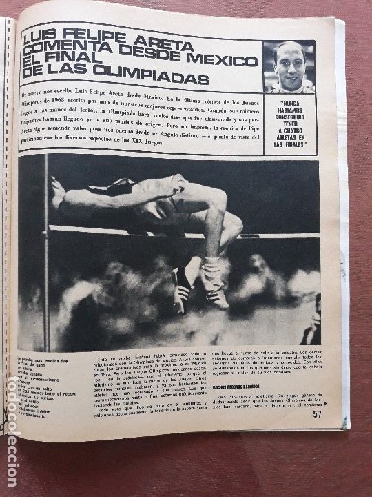 Coleccionismo deportivo: CRONICA DE LOS JUEGOS OLIMPICOS DE MEXICO - SALTO DE 8,90 METROS DE BOB BEAMON REVISTA NOV DE 1968