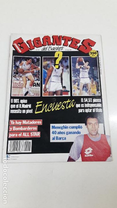 Coleccionismo deportivo: GIGANTES DEL BASKET N&ordm; 221 . REVISTA DE BALONCESTO 29 - 01 - 1990 . POSTER CENTRAL
