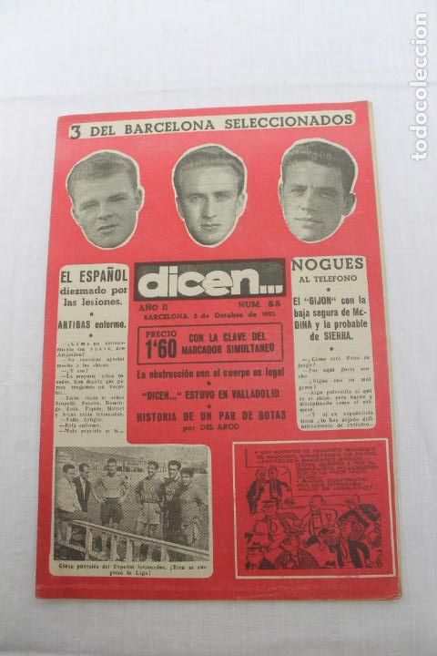 Collezionismo sportivo: REVISTA DICEN NUMERO 55, BARCELONA 5 DE OCTUBRE 1953