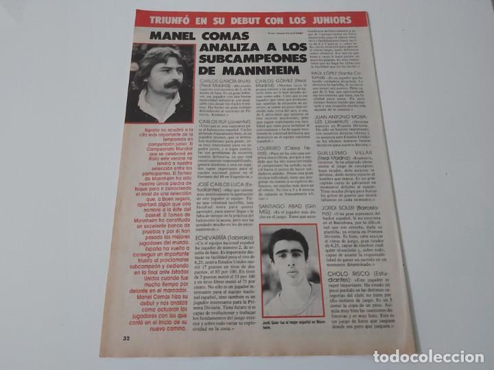 Sports collectibles: REPORTAJE 1 PAGINA BALONCESTO MANEL COMAS ANALIZANDO A LOS SUBCAMPEONES DE MANNHEIM F3