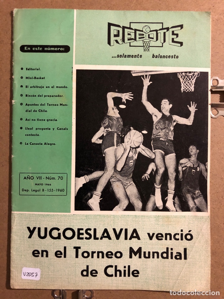 Colecionismo desportivo: REBOTE, SOLAMENTE BALONCESTO N&deg; 70 (MAYO 1966). YUGOSLAVIA CAMPEONA MUNDIAL CHILE,...