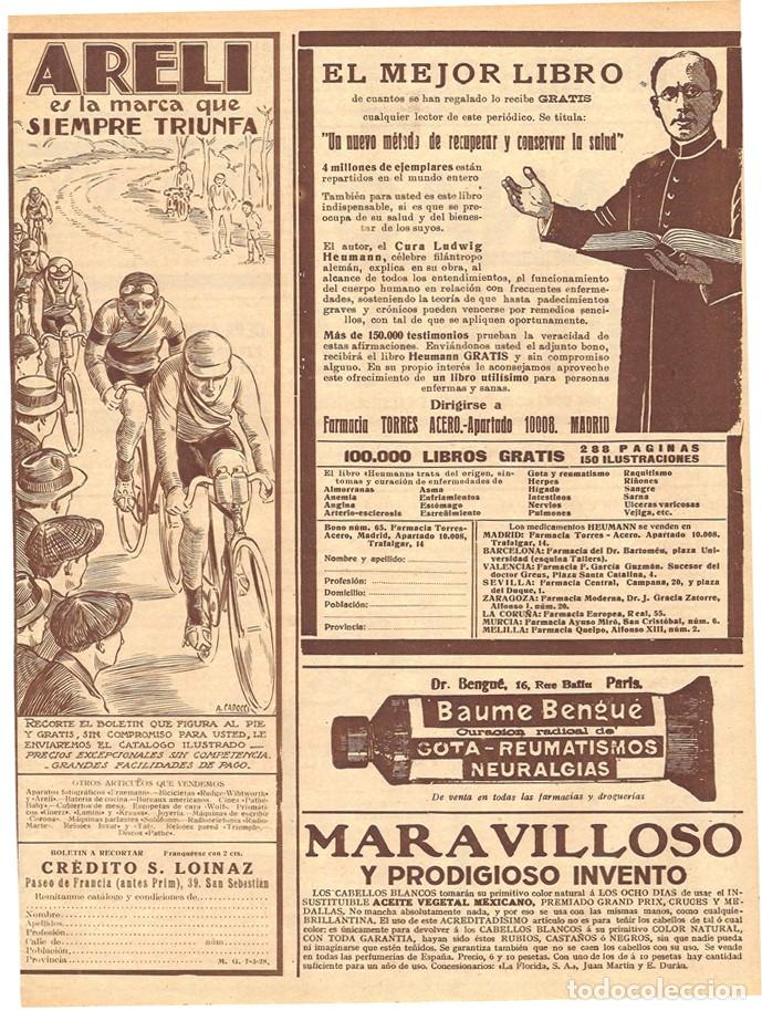 Coleccionismo deportivo: 1928 HOJA REVISTA PUBLICIDAD ANUNCIO DE PRENSA CICLISMO BICICLETA DE CARRERAS MARCA ARELI