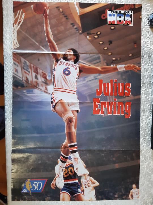 Coleccionismo deportivo: POSTER JULIUS ERVING. REVISTA OFICIAL NBA. 52CM X 80CM APROXIMADAMENTE. SIN USO.