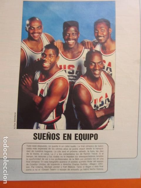 Coleccionismo deportivo: ARTICULO 1992 - BALONCESTO MAGIC JOHSON MICHAEL JORDAN DREAM TEAM - TAMA&Ntilde;O 22,5 x 30 CM HOJA - 1 PAG