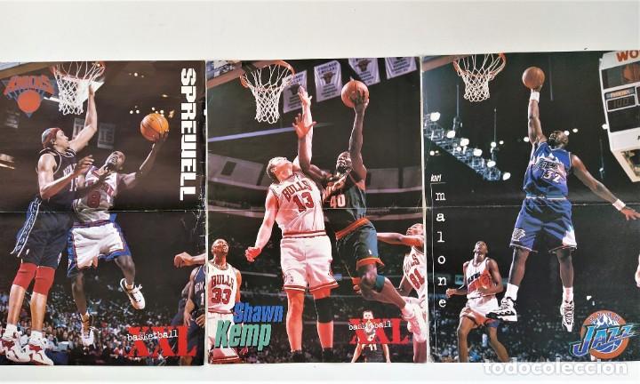3 PÓSTERS DOBLES NBA (REVISTA XXL BASKET) - KEMP, MALONE, SPREWELL ~ AÑOS 90 (Coleccionismo Deportivo - Revistas y Periódicos - otros Deportes)