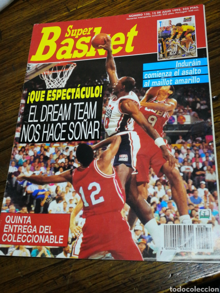 Collezionismo sportivo: REVISTA SUPER BASKET- DREAM TEAM NOS HACE SO&Ntilde;AR+ POSTER FICHA STOCKTON Y K.MALONE, N&deg;136.1992