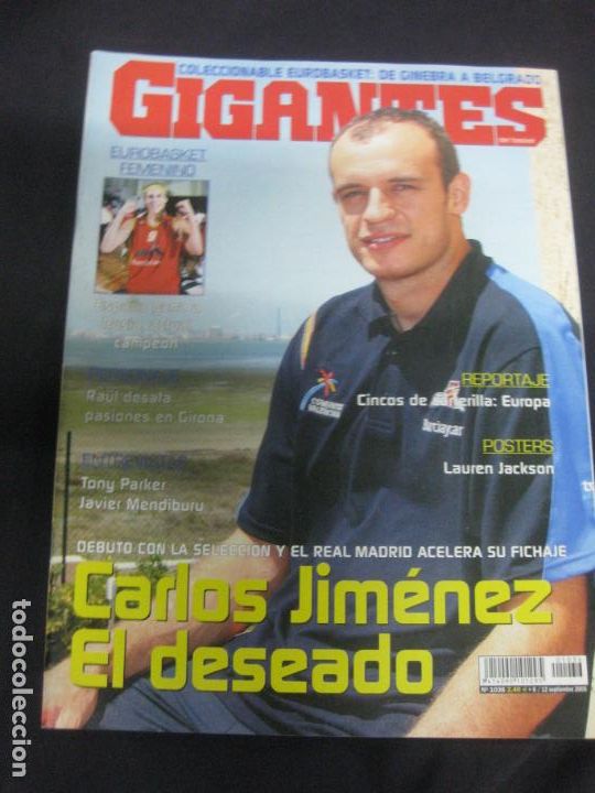 Sammelleidenschaft Sport: GIGANTES DEL BASKET, N&ordm; 1036. SEPTIEMBRE 2005. . CARLOS JIMENEZ FICHA CON EL REAL MADRID