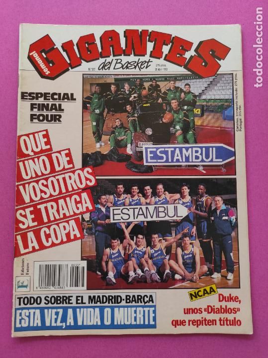 Coleccionismo deportivo: REVISTA GIGANTES DEL BASKET N&ordm; 337 1992 POSTER CAI ZARAGOZA - FINAL FOUR ESTAMBUL - DUKE NCAA