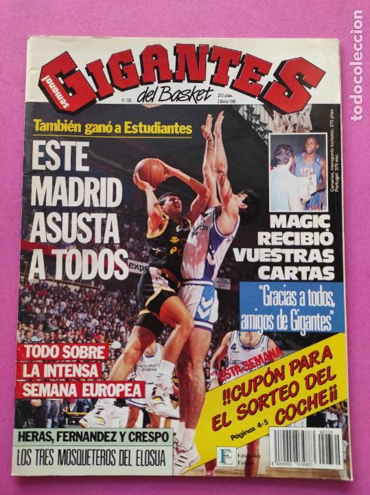 Coleccionismo deportivo: REVISTA GIGANTES DEL BASKET N&ordm; 330 1992 POSTER DAVID ROBINSON SPURS NBA 92 - REAL MADRID