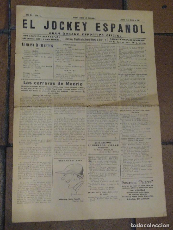 Coleccionismo deportivo: El Jockey espa&ntilde;ol num 17 junio 1927 Pepito Perelli. Calendario de carreras.
