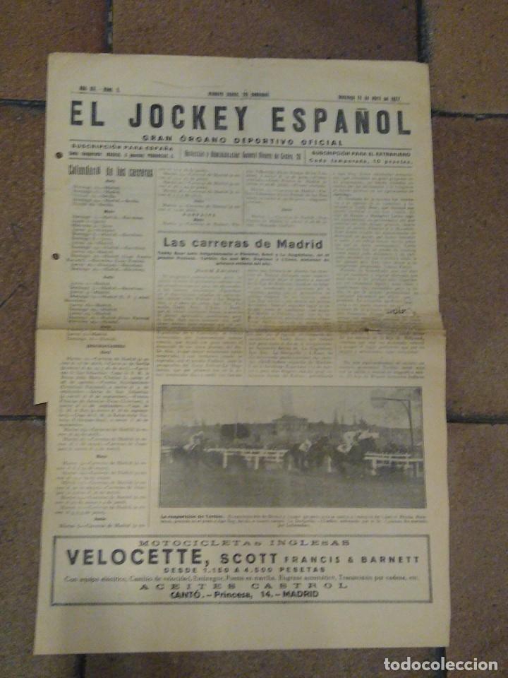 Coleccionismo deportivo: El Jockey espa&ntilde;ol num 5 abril 1927 Reaparici&oacute;n de Toribio . Calendario de carreras. Madrid.