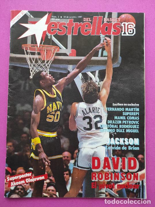 Sammelleidenschaft Sport: REVISTA ESTRELLAS DEL BASKET 16 N&ordm; 2 1987 SUPER POSTER OLAJUWON-ROBINSON-FERNANDO MARTIN-PETROVIC