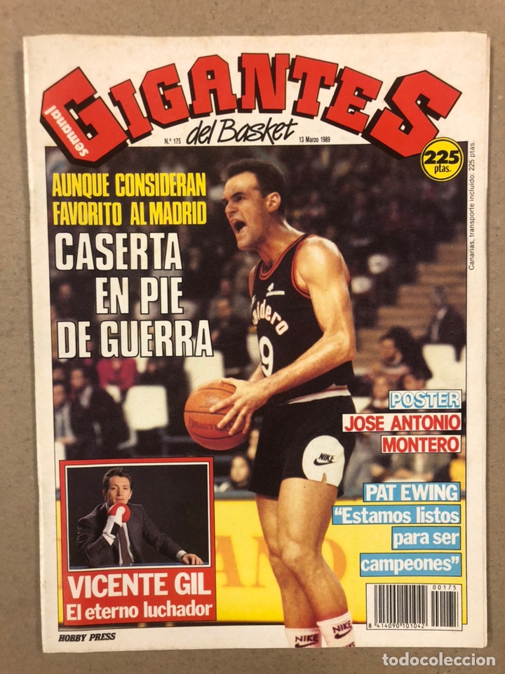 Collectionnisme sportif: GIGANTES DEL BASKET N&deg; 175 (1989). POSTER JOS&Eacute; ANTONIO MONTERO, VICENTE GIL, EWING,...