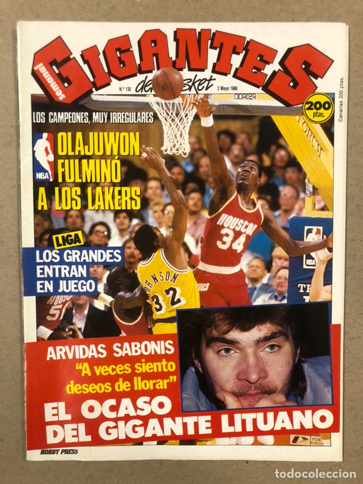 Collectionnisme sportif: GIGANTES DEL BASKET N&deg; 130 (1988). OLAJUWON, ARVIDAS SABONIS, NBA, PLAYOFFS ACB,...