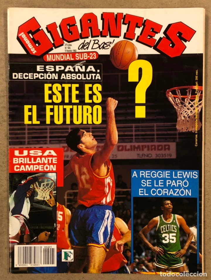 Collectionnisme sportif: GIGANTES DEL BASKET N&deg; 405 (1993). POSTER REGGIE LEWIS (BOSTON CELTICS), SELECCI&Oacute;N USA, ESPA&Ntilde;A SUB23