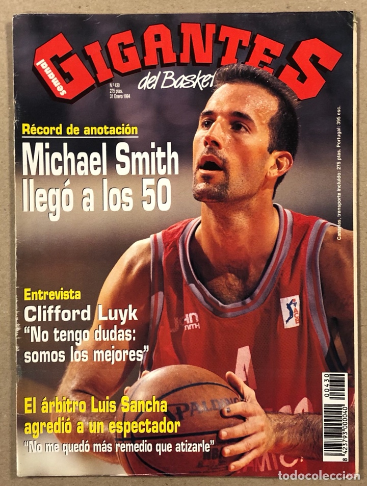 Collectionnisme sportif: GIGANTES DEL BASKET N&deg; 430 (1994). MICHAEL SMITH (PAMESA VALENCIA), PAT EWING, DELEF SCHREMPF, LUYK,