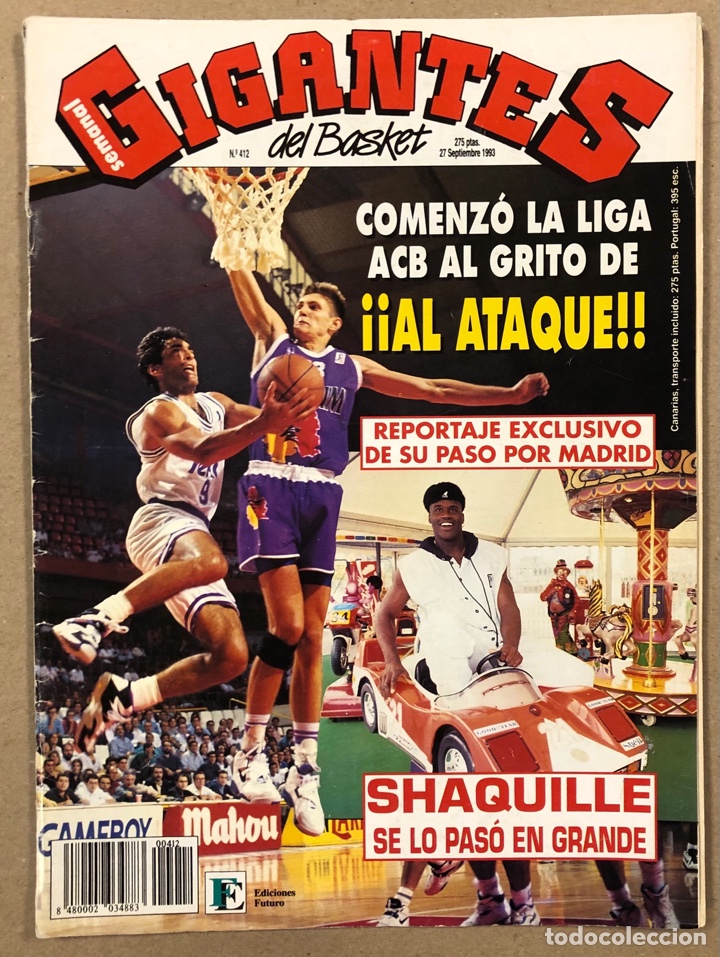 Collectionnisme sportif: GIGANTES DEL BASKET N&deg; 412 (1993). SHAQUILLE ONEALL, POSTER SAMIR AVDIC,...