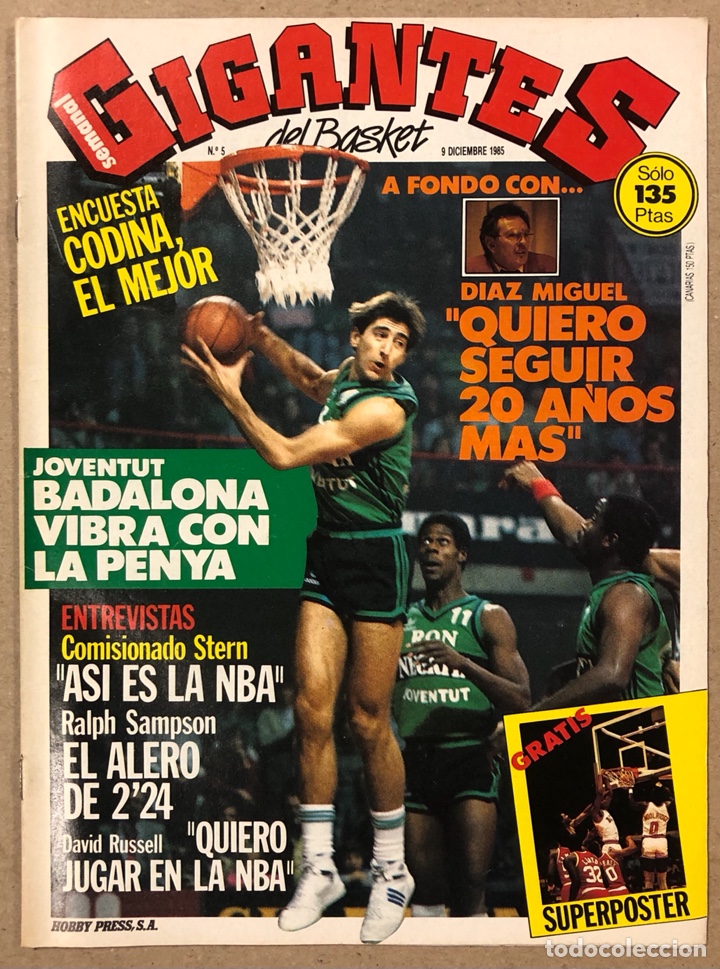Collectionnisme sportif: GIGANTES DEL BASKET N&deg; 5 (1985). DAVID STERN, ANTONIO D&Iacute;AZ MIGUEL, RALPH SAMPSON, JOVENTUT BADALONA,