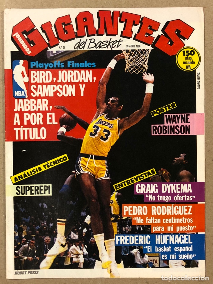 Collectionnisme sportif: GIGANTES DEL BASKET N&deg; 25 (1986). EPI, CRAIG DYKEMA, PEDRO RODR&Iacute;GUEZ, PLAYOFFS NBA,...