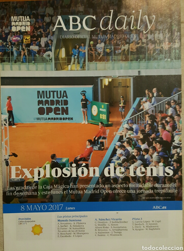 Coleccionismo deportivo: REVISTA OFICIAL MUTUA TENIS OPEN 2017 MADRID 8/05/2017 - DIARIO ABC - RAFA NADAL
