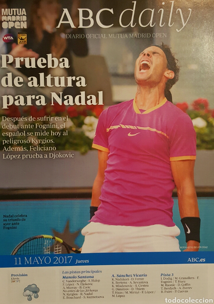 Coleccionismo deportivo: REVISTA OFICIAL MUTUA TENIS OPEN 2017 11/05/2017 - MADRID - DIARIO ABC - RAFA NADAL