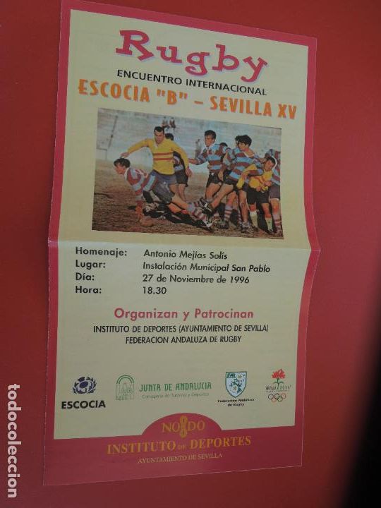 Sammelleidenschaft Sport: RUGBY - ENCUENTRO INTERNACIONAL - ESCOCIA B - SEVILLA XV - NOVIEMBRE 1996
