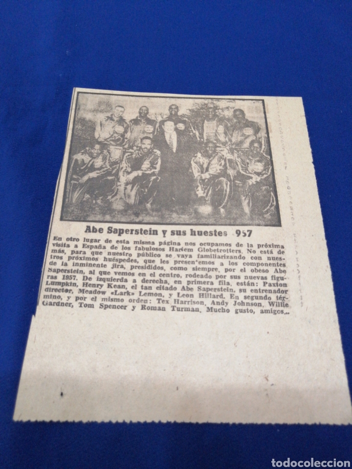 Collectionnisme sportif: HARLEM GLOBETROTTERS RECORTE DE PRENSA DE LA &Eacute;POCA