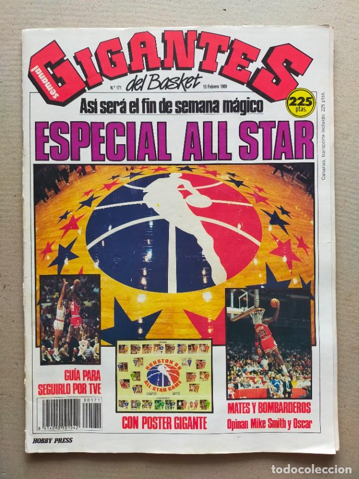 Coleccionismo deportivo: GIGANTES DEL BASKET N&ordm; 171 (13/2/1989) - POSTER GIGANTE ALL STAR / ESPECIAL ALL STAR HOUSTON&acute;89