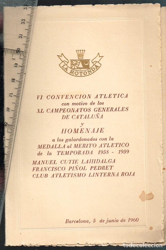 Collezionismo sportivo: 1960 VI Convenci&oacute;n Atl&eacute;tica XL Campeonatos Generales de Catalu&ntilde;a Reparto Medallas MENU