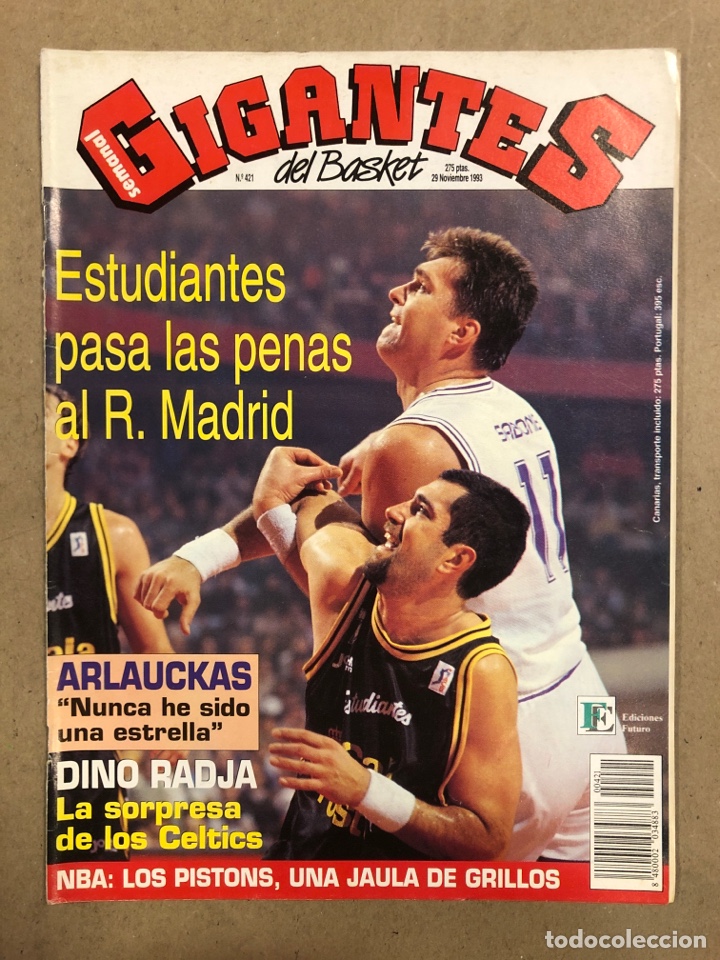 Collectionnisme sportif: GIGANTES DEL BASKET N&deg; 421 (1993). ARLAUCKAS, DINO RADJA, DETROIT PISTONS,&hellip;