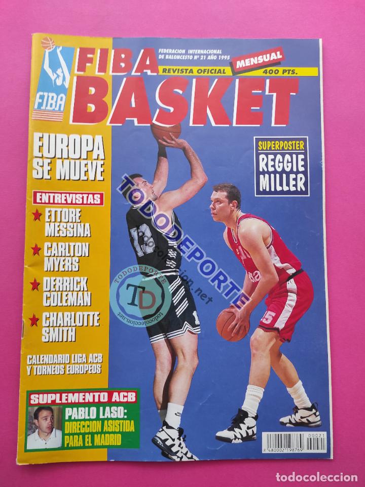 Collezionismo sportivo: REVISTA FIBA BASKET N&ordm; 21 1995 POSTER REGGIE MILLER USA - EUROBASKET 95 - PABLO LASO