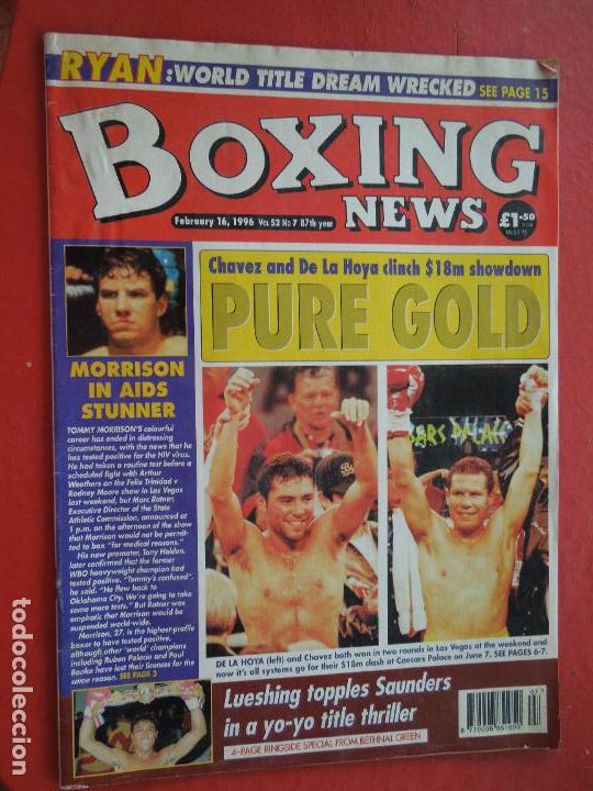 Collectionnisme sportif: BOXING NEW - FEBRUARY -1996 - CHAVEZ AND DE LA HOYA - PURE GOLD -RYAN WORLD TITLE DREAM