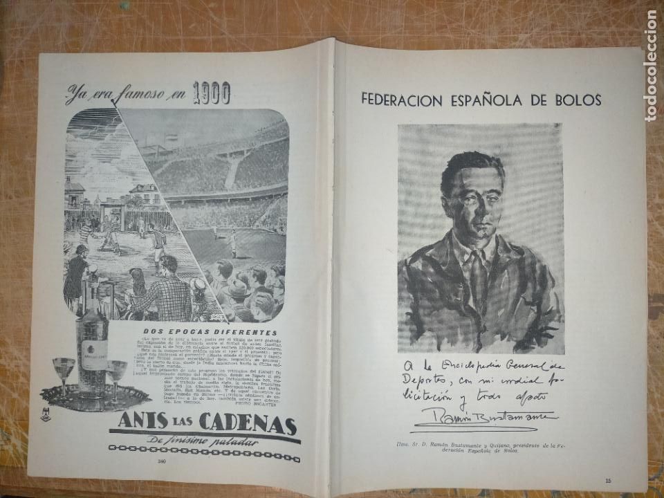 Coleccionismo deportivo: Federaci&oacute;n espa&ntilde;ola de bolos. Con publicidad de an&iacute;s las cadenas. 1950