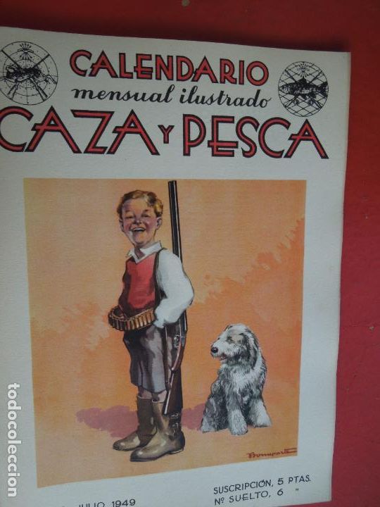 Collezionismo sportivo: CAZA Y PESCA CALENDARIO MENSUAL ILUSTRADO- N&ordm; 79- JULIO 1949