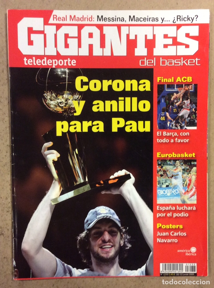 Collectionnisme sportif: GIGANTES DEL BASKET N&deg; 1233 (2009). PAU GASOL CAMPE&Oacute;N NBA, FINAL ACB,... P&Oacute;STER J.C. NAVARRO.