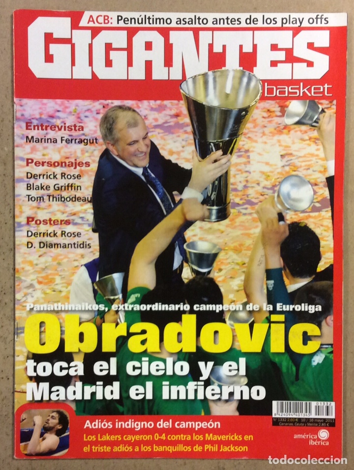Collectionnisme sportif: GIGANTES DEL BASKET N&deg; 1332 (2011). PANATHINAIKOS CAMPE&Oacute;N EUROLIGA, DERRICK ROSE, BLAKE GRIFFIN,...