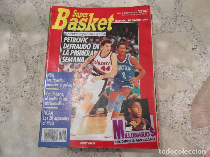 Coleccionismo deportivo: super basket n&ordm; 7, 1989, poster clyde drexler, petrovic defraudo en la primera semana