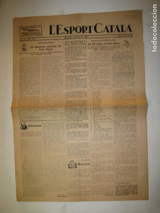 Coleccionismo deportivo: L' ESPORT CATALA-N&ordm; 131-ANY 1927-LUIS RAYO-DEMPSEY VS SHARKEY-FUTBOL-BOXEO ETC-VER FOTOS-(V-23.578)